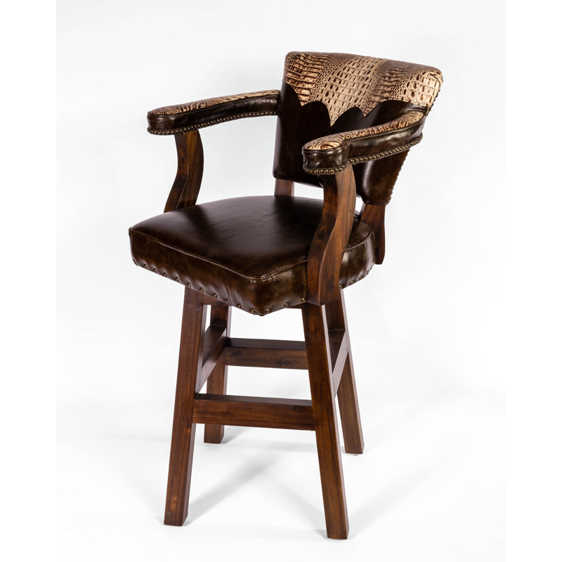Swivel Upholstered Stool with Solid Wood Frame, Counter Stool (26” Seat Height)