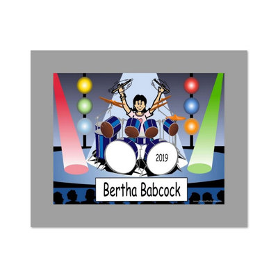 Personalized Drummer - Female Caricature with a Mat & Frame - Ready to hang!