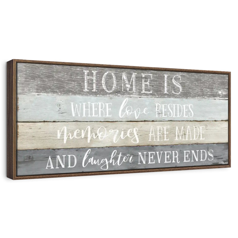 Enseigne murale Home Is Where Love Resides, 31 po x 11 po, Cadre flottant noyer