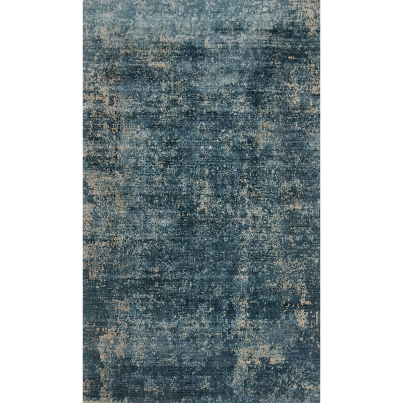 Tapis moderne bleu abstrait 5 x 8