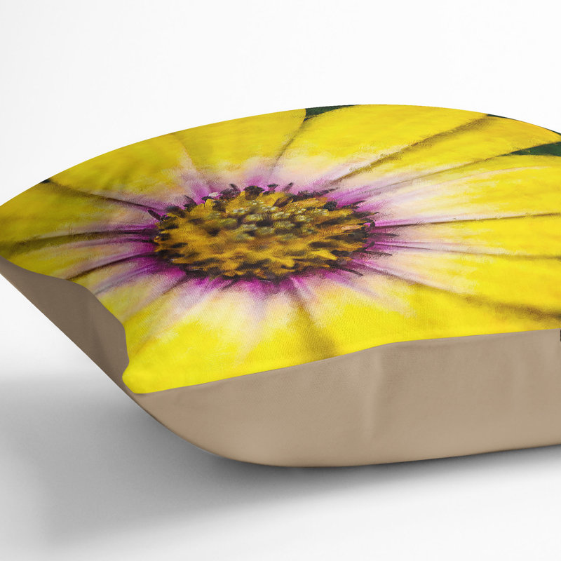 Gerbera Flower Cushion with Filling, Stone, 40cm H x 40cm W x 15cm D