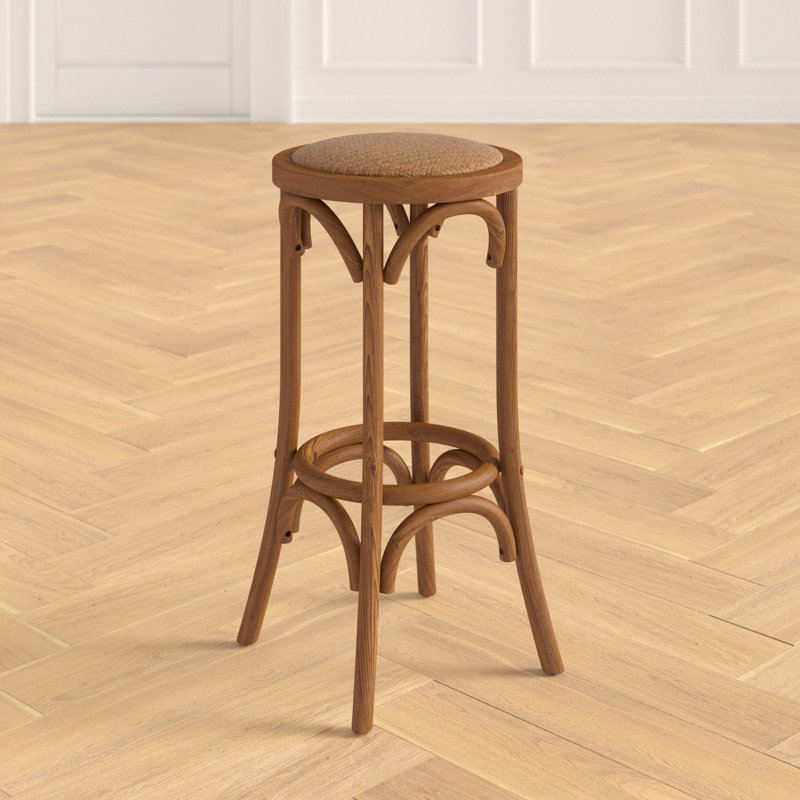 Rae 30" Walnut Brown Elm Wood Rustic Backless Bar Stool