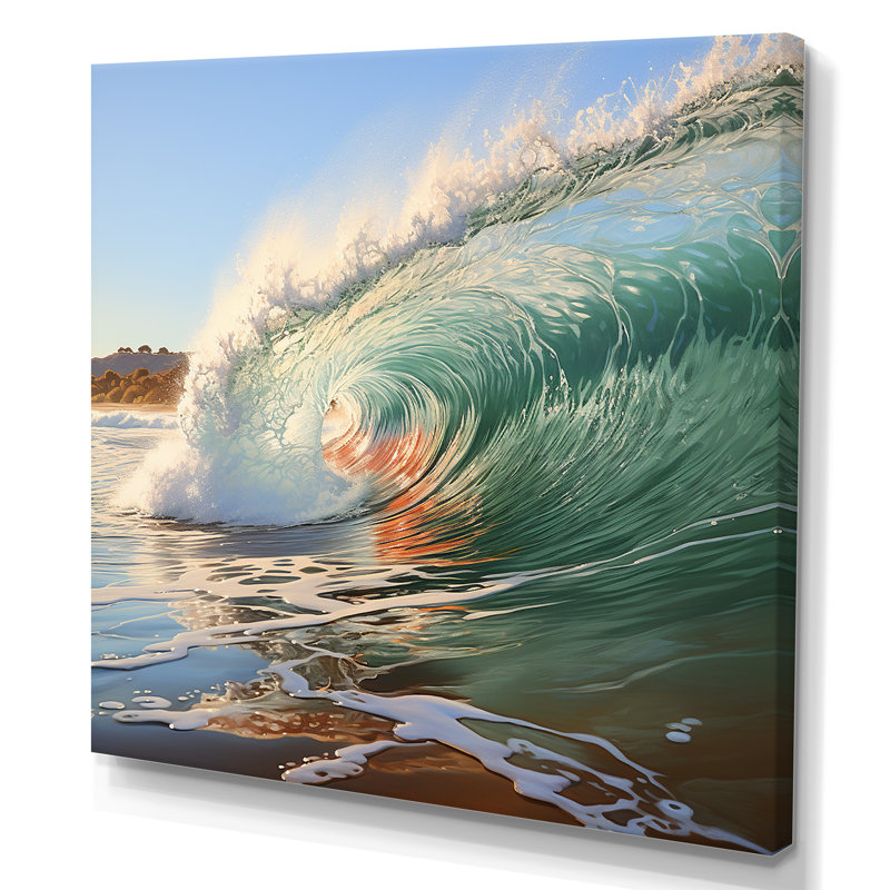 Rolling Surf Waves I - art mural vagues, Toile tendue, H 30 po x l 30 po x P 1,5 po