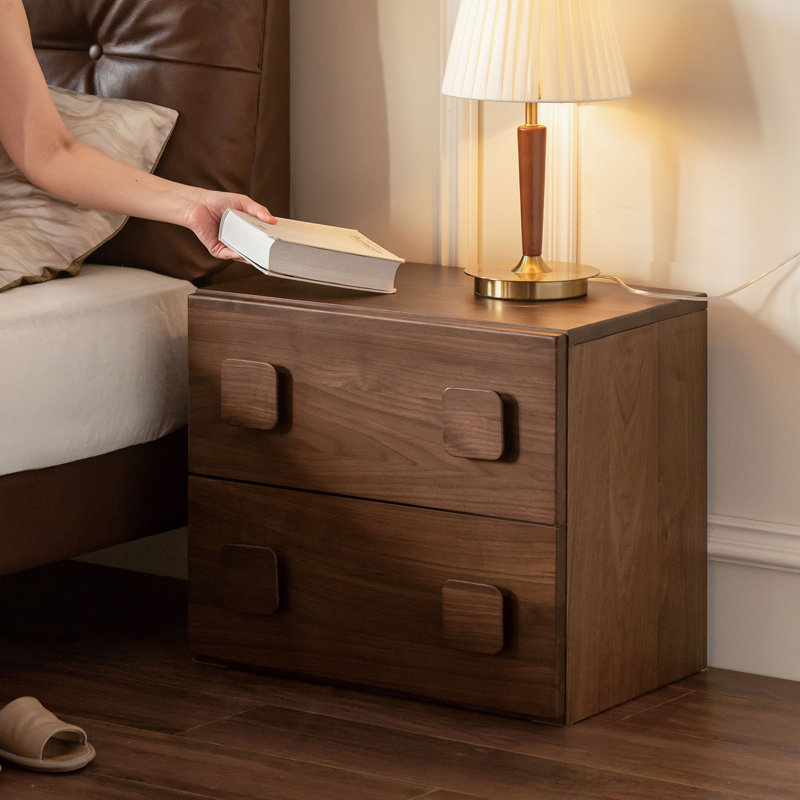 22.8"W Solid Wood Nightstand, Individual, Brown Oak