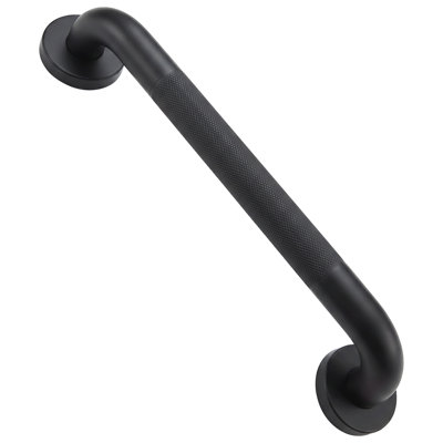 Barre d'appui de salle de bain noire 16 po avec poignée moletée antidérapante, conforme à l'ADA
