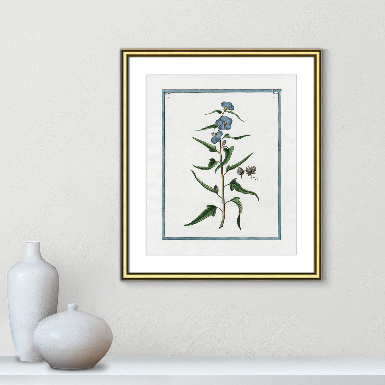 Colombe "Shabby Elegance Botanical I" Print, Gold Framed, 14.25" W x 16.25" H