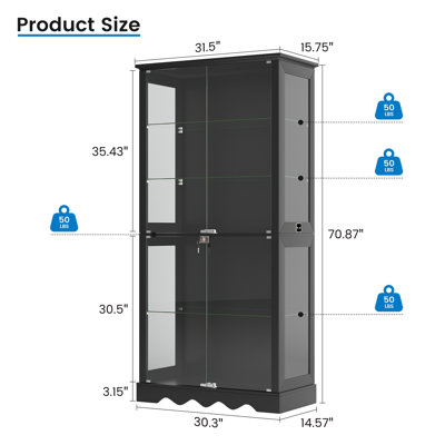 5-Tier Glass Curio Cabinet with LED Lighting