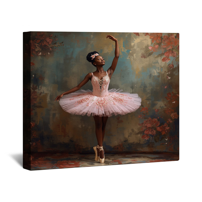 Ballerine en toile de tutu rose tendue avec châssis en plusieurs tailles, 16 po x 16 po