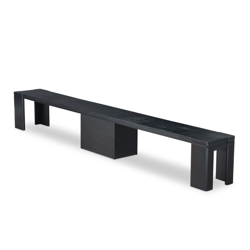 Ensemble de table de salle à manger 10 pièces comprenant une table de cuisine, une table basse, un banc en bois et 7 chaises en tissu de lin noir, noir brossé