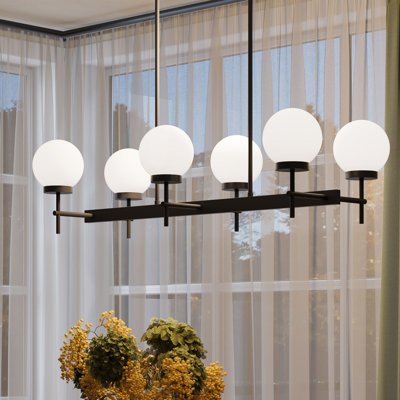 Rigsby Six-Light Matte Black Linear Chandelier