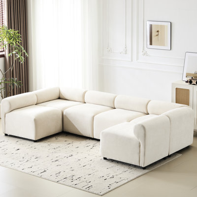 Reversible Sleeper Sectional With 2 Stools, Pull-Out Bed For Home, Plywood Construction, Velvet Side Shelf And Comfy Home Furniture, High Sponge,