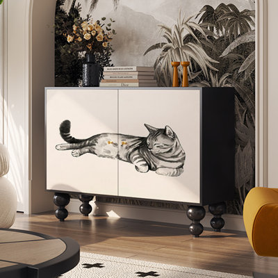 Two-door simple animal print accent cabinet