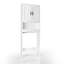 Design confortable, rangement au-dessus des toilettes avec portes et étagères ouvertes-135574064-103237402