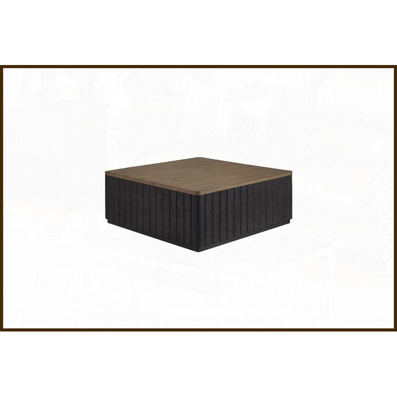 Table basse en placage d'orme à deux tons avec roulettes Modern Modern