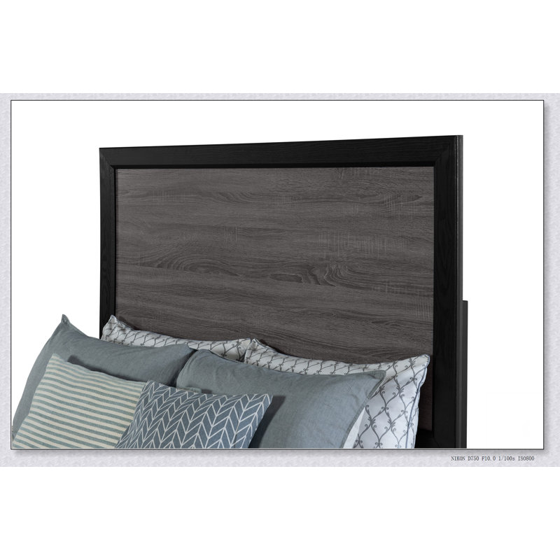 Lit Soluto gris et noir Lvl, MDF (bois d'ingénierie) et sommier tapissier en bois massif requis, Double