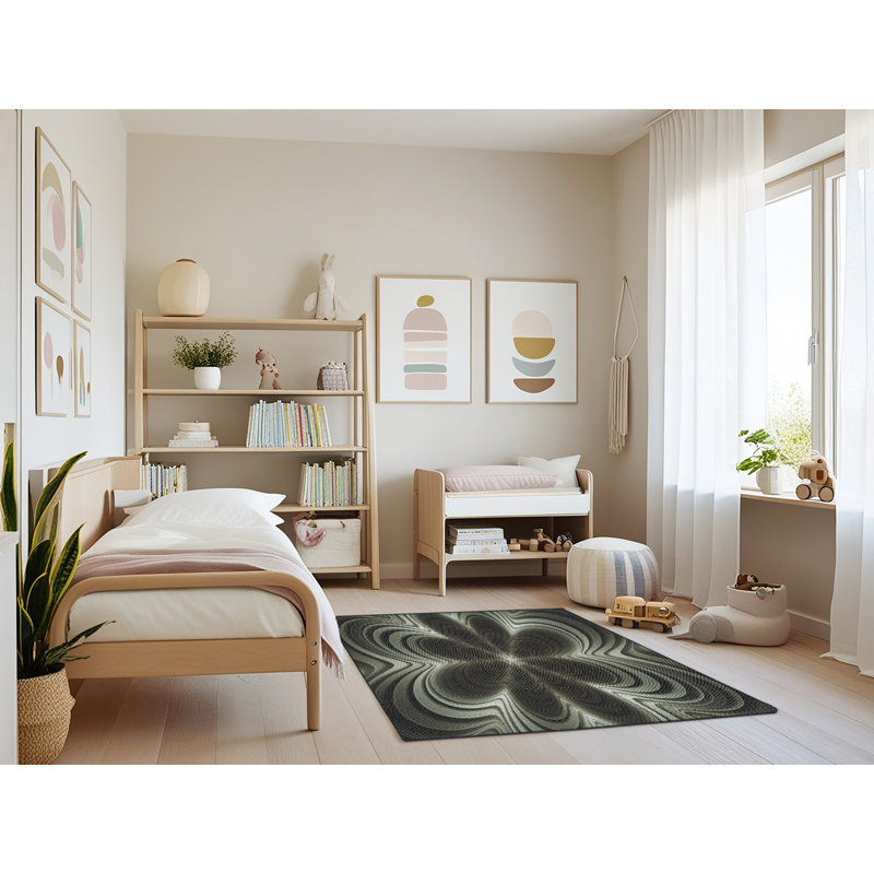 Tapis gris tissé à la machine, Rectangle 3 pi x 5 pi