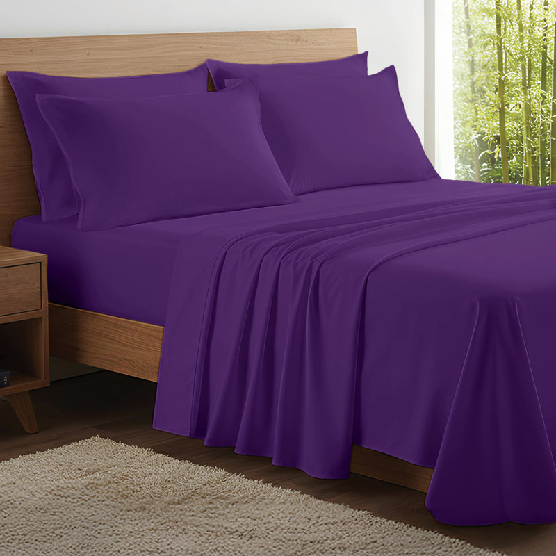 Bedroom 100% Organic Viscose From Bamboo Sheets Set, 300 Thread Count, Cooling Bedding Sheets for Hot Sleepers, Flat, Fitted, Pillowcase