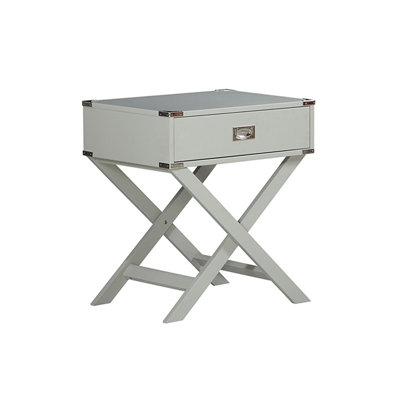 Asger Solid Wood Tray Top End Table Set with Storage and Built-In Outlets