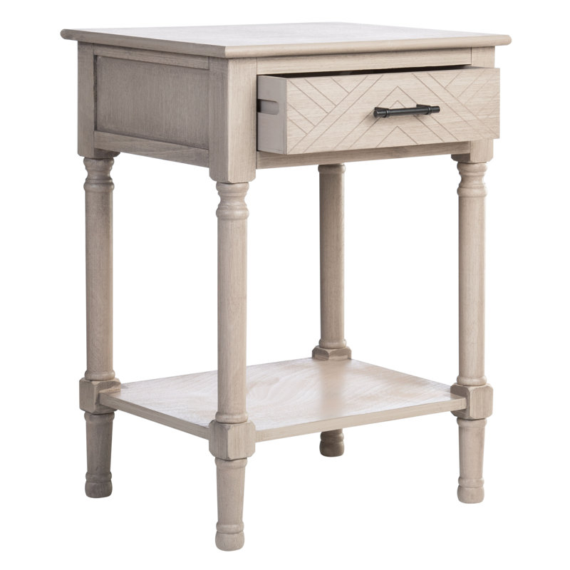 Raine End Table with Storage, Greige