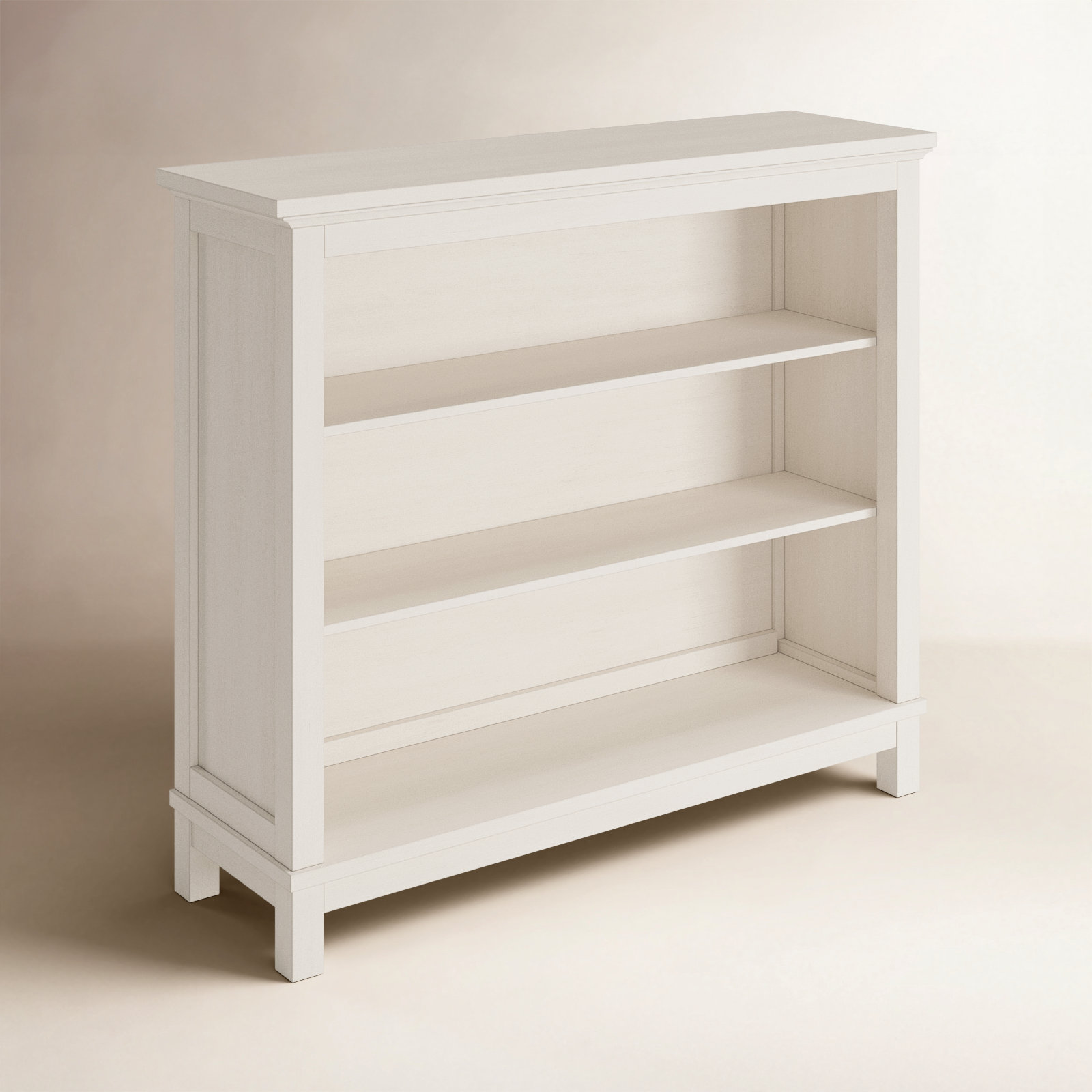 Aceline Wide Bookcase, White Dove