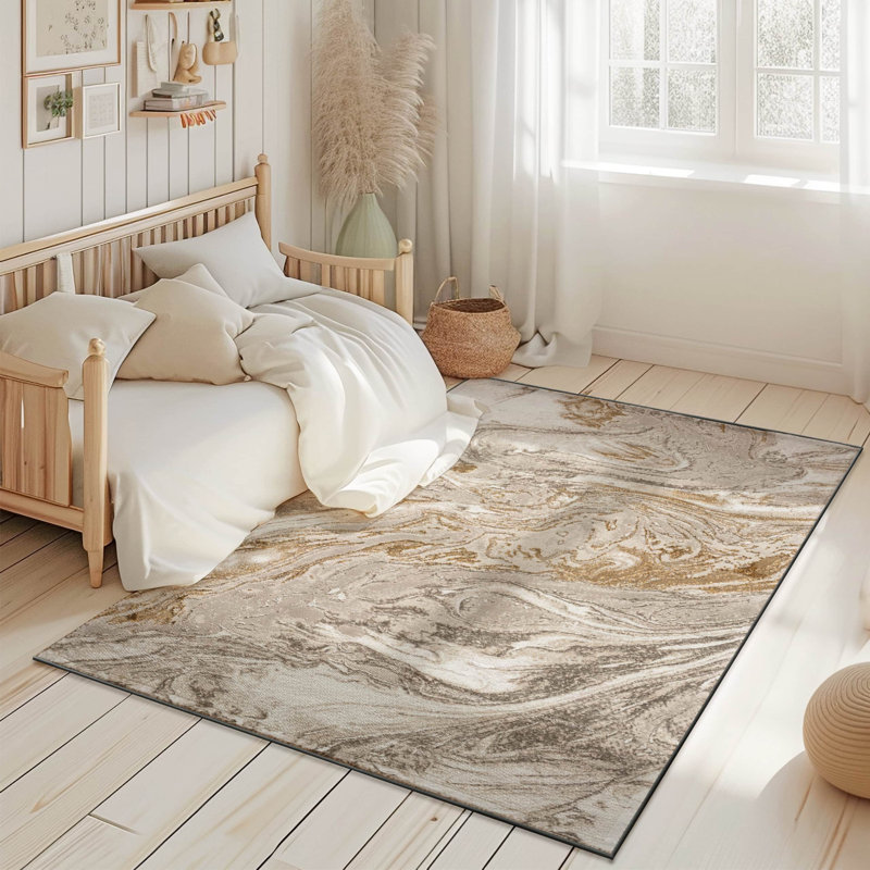 Abstract Flow Tabernash Rug Contemporary Modern Carpet For Living Room, Rectangle 5'3" x 7'7"
