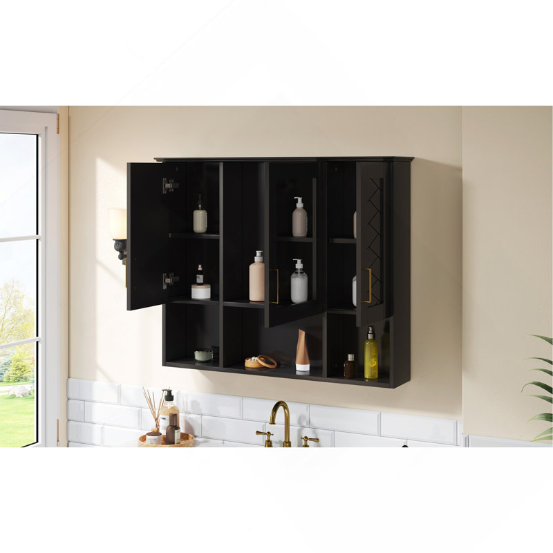 35 inch 2-in-1  Wall Mounted Medicine Cabinet with Adjustable Shelves & Soft Close Doors, High-Define Mirror with Storage for Bathroom Vanity