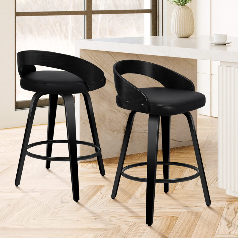 Swivel Upholstered Counter Stool with Metal Frame