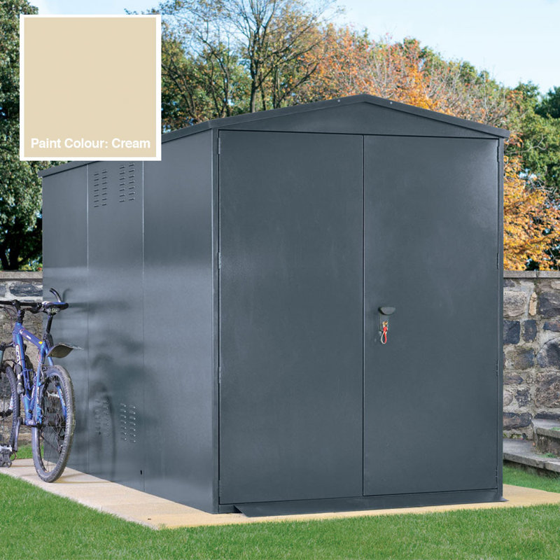 Motorbike Plus Secure Storage 5 ft. W x 11 ft. D Apex Metal Bike Shed, Ivory