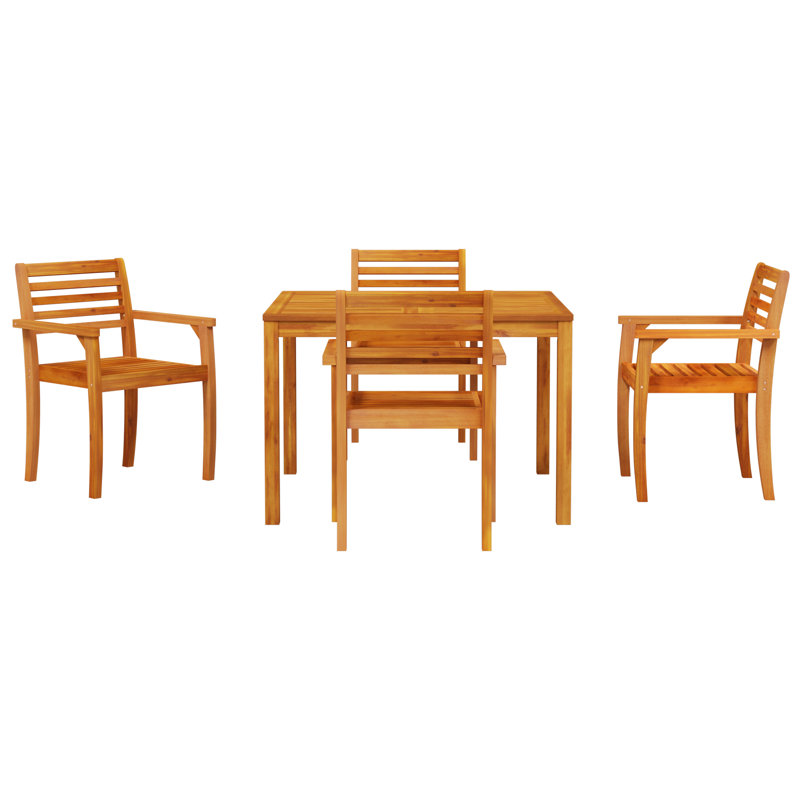 Garden Dining Set 5 Pcs Brown 75 Cm, 75cm H x 110cm W x 110cm D