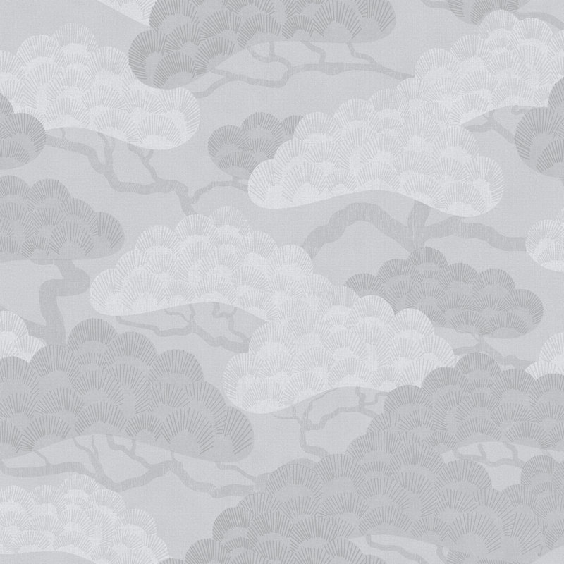 Papier peint Bonsai Grove, Gris clair