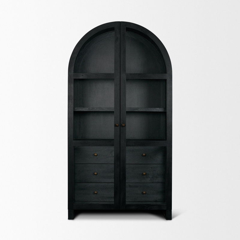 Vitrine en bois massif Stonewall, Noir