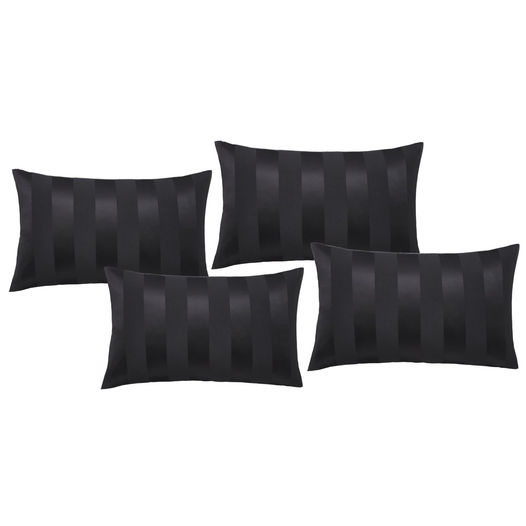 Catherine Lansfield So Soft Satin Stripe Standard Pillowcase Pack of 4 Black - Image 4