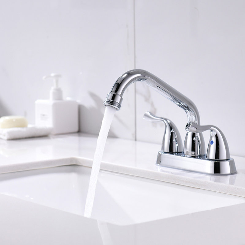 2-handle Bathroom Faucet with Drain Assembly