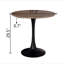 Table de salle à manger 31,5 "en noyer circulaire, table de salle à manger tulipe, table de salle à manger pour 2 à 4 personnes, plateau et base en panneau de fibres à densité moyenne et 2 chaises de salle à manger en polyuréthane noir
