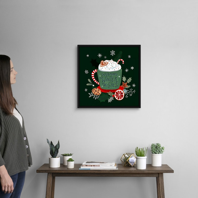 Reproduction d’art textuel sur toile, "Christmas comforts II" par Victoria Borges, Cadre noir, 22" H x 22" W x 1.75" D
