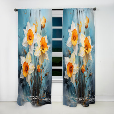 Daveney Daffodil Bloom Sunshine III - Daffodils Curtain - Velvet Room Darkening - 1 panel