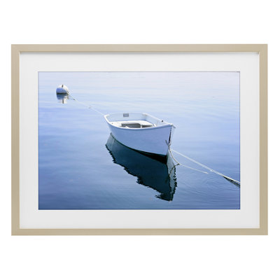 «Boat Tied to Dock», reproduction encadrée sous verre, conception de JLM
