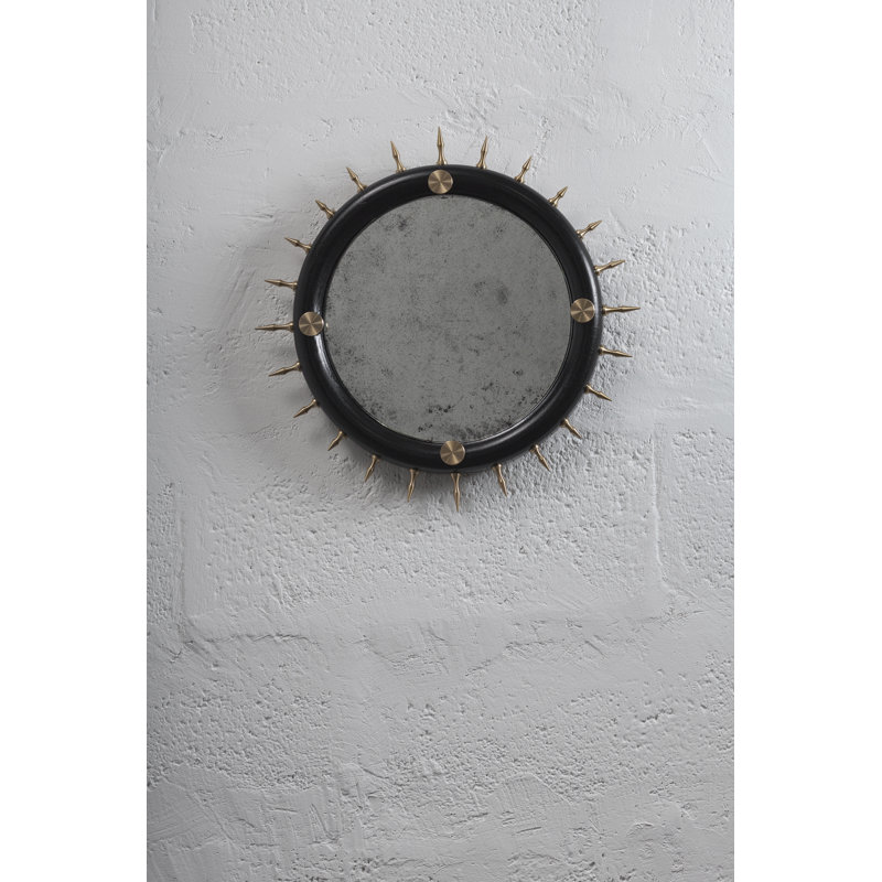 Sitiera Round Solid Wood Mirror, Gold
