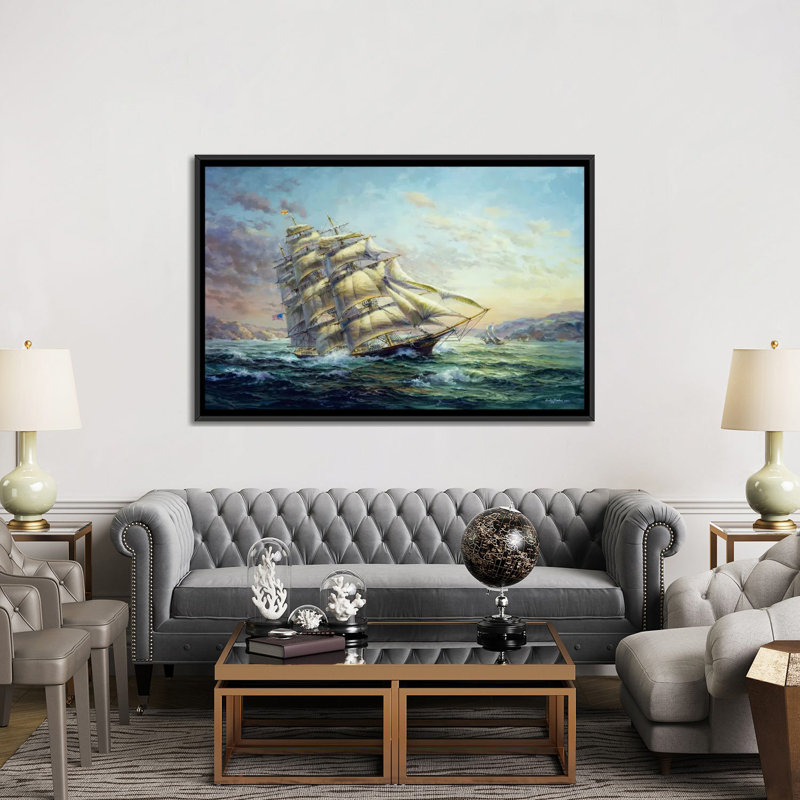 "Clipper Ship Surprise" décoratif par Nicky Boehme, reproduction d'art sur toile, H 18 po x l 26 po x P 1,5 po, Pas de tapis