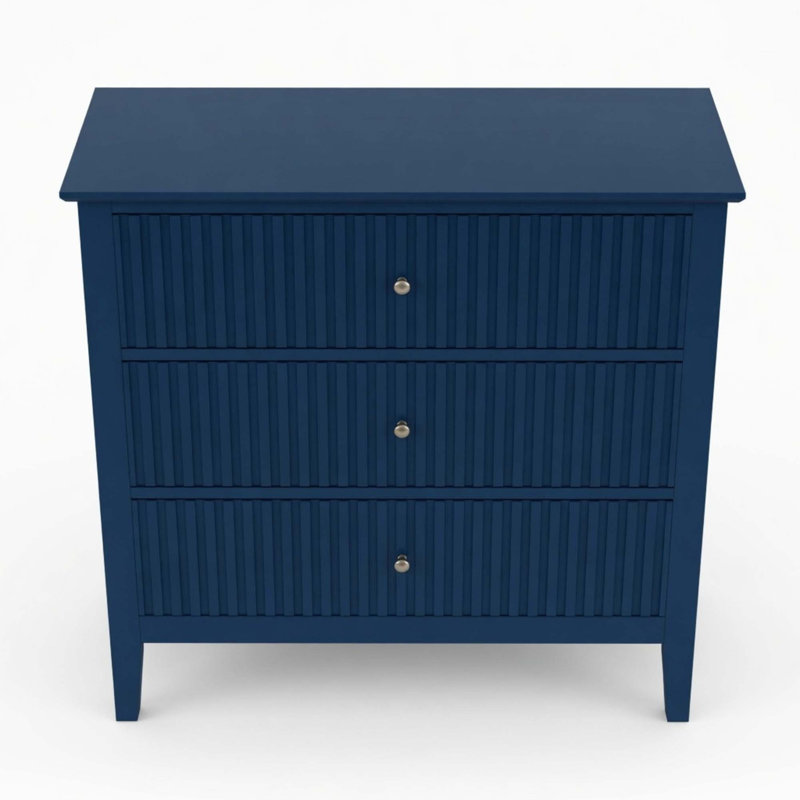 Table de chevet moderne à 3 tiroirs avec glissières à fermeture douce, Blue