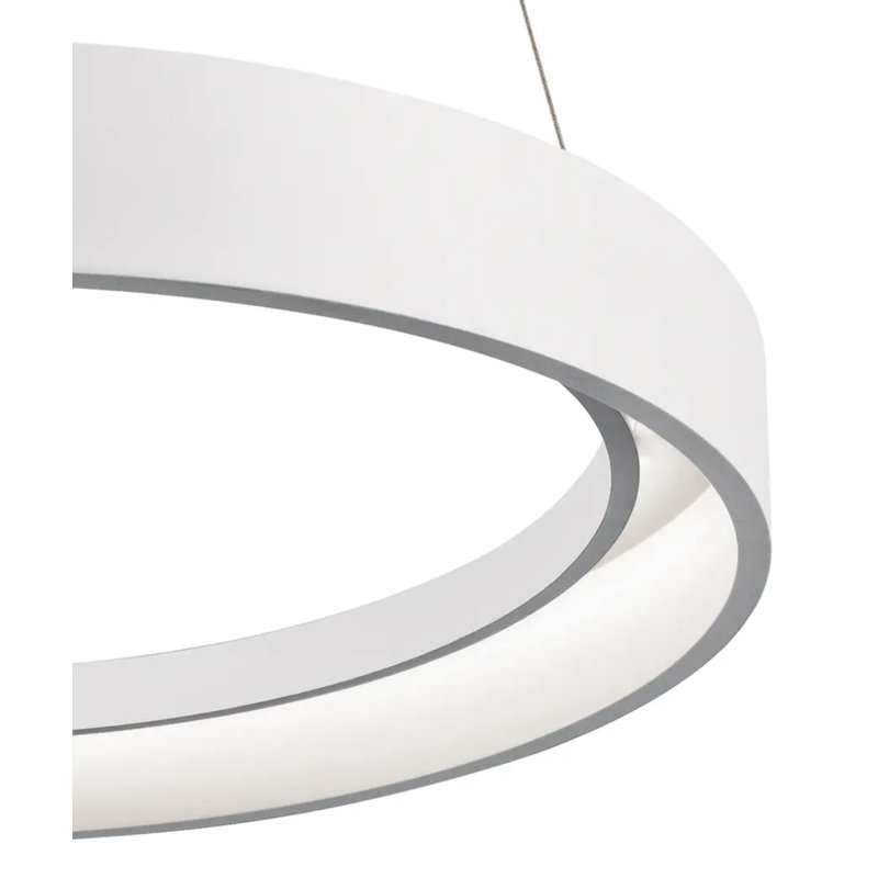 Lustre suspendu moderne Fornello à une lumière, anneau DEL, 61 cm (24 po), fini blanc texturé