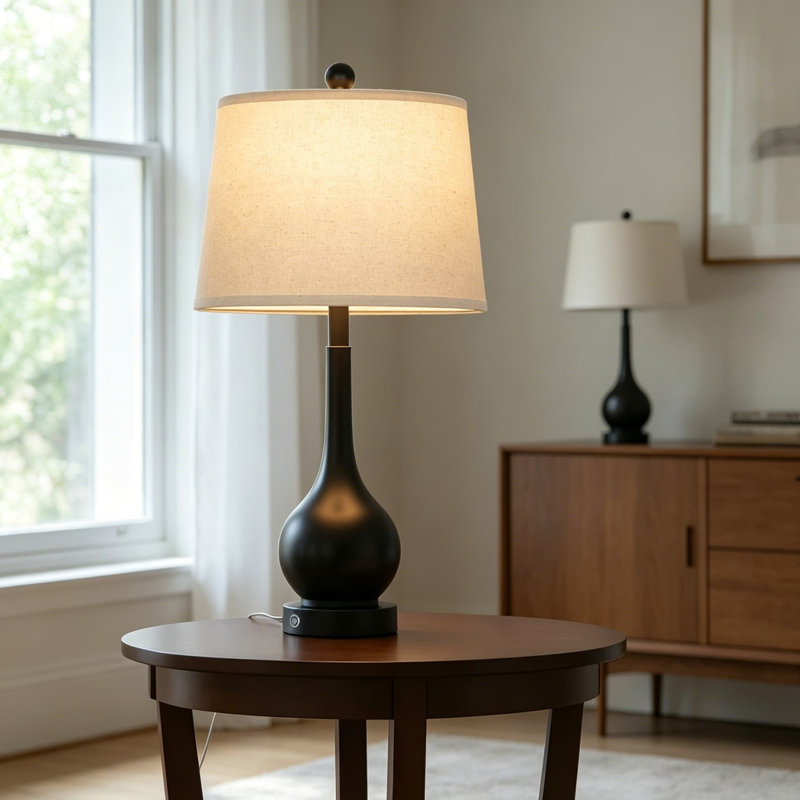 Lampe de table à commande tactile avec ports de charge USB A + C, lampe de chevet à intensité variable à 3 voies pour la chambre à coucher ou le salon, avec ampoule à économie d'énergie