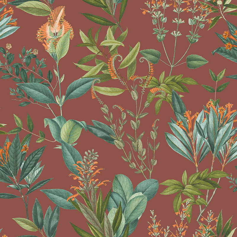 Botanica Mystic Floral Wallpaper, 10M X 53Cm, Multicoloured With Purple Background, Red/Green/Brown