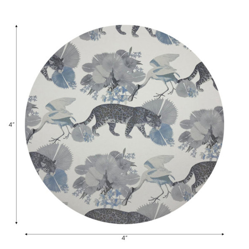 Sous-verres ronds en cuir végétalien Leopard, Poudre