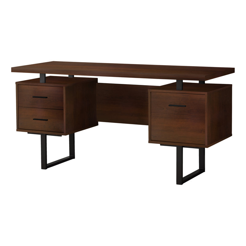 Bureau en bois massif , Brun foncé / noir