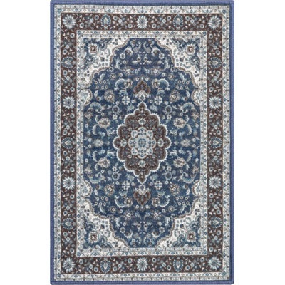 Tapis oriental bleu antidérapant Kings Court