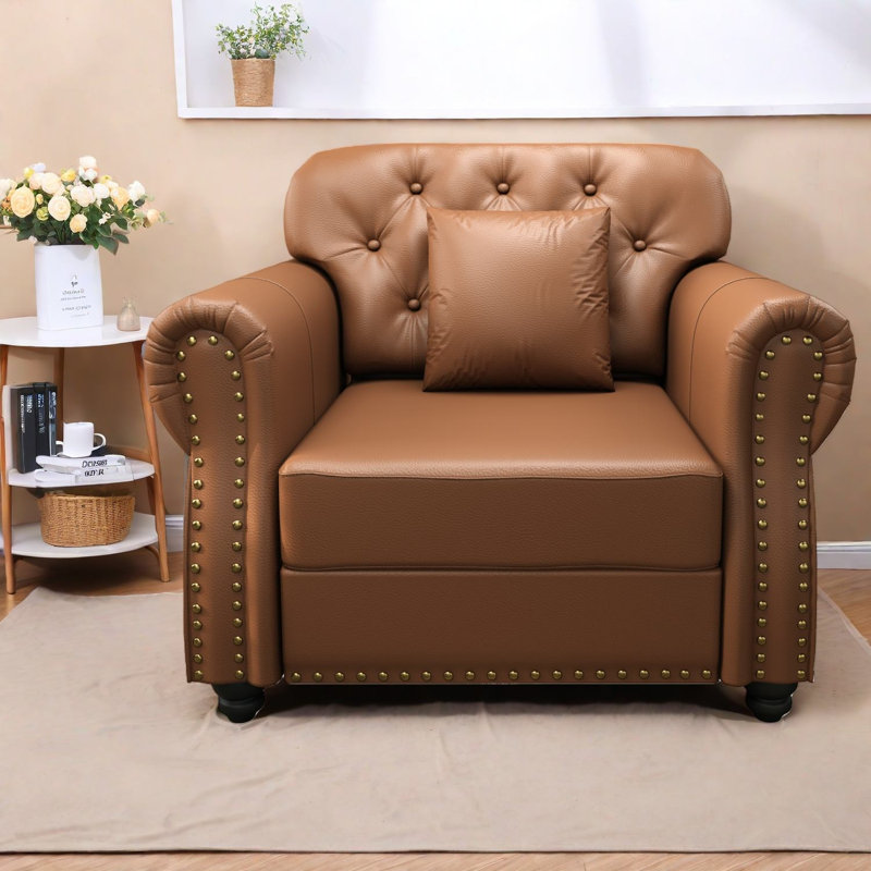 Canapés confortables en similicuir de style moderne Chesterfield de 41,3 pouces pour la maison