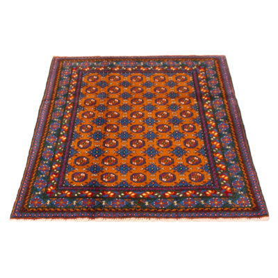 One-of-a-kind Hand-knotted Kargahi Burnt Orange 4'0" x 5'8" Wool Rug