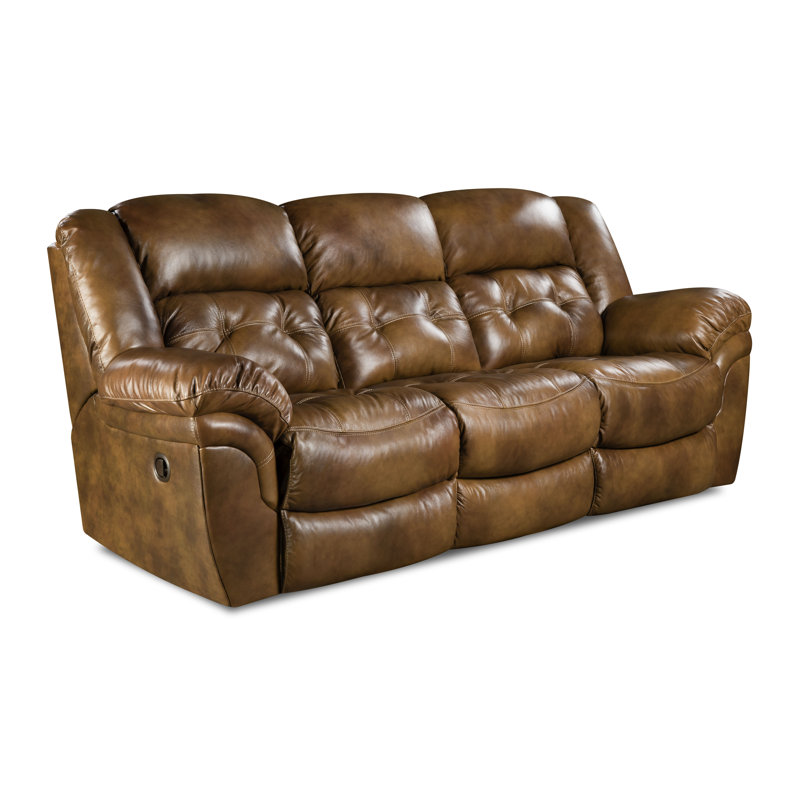 Marlayne Upholstered 93'' Reclining Sofa, Brown, Manual