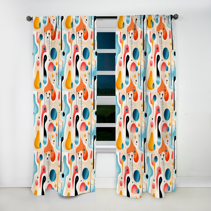 Multicolore motif géométrique Mid-Century I - rideau en velours moderne - obscurcissant - 1 panneau, L 52 po x L 63 po